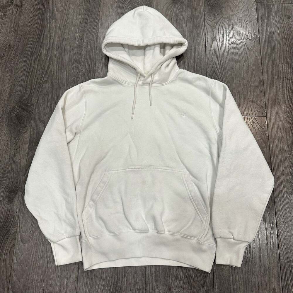 JJJJound Embroidered Logo White Pullover Hoodie Size S